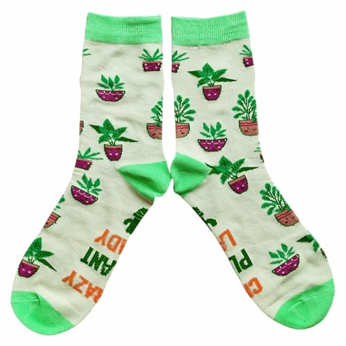 Ladies Crazy Plant Lady Happy Pots Houseplants Socks 4-8 UK /37-42 Eur/ 6-10 US
