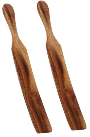 Ciieeo 2pcs Wood Spatula Wood Flipper Wooden Turner Cooking Utensil Jam Spreaders Cheese Spreader Butter for Kitchen Use