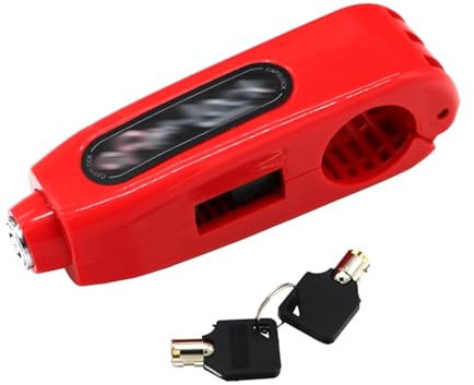 GBZIJIE Motorradschloss,Motorrad Schloss Anti-Diebstahl-Schutz Sicherheitsschloss Universalmotorrad Handsperre Scooter Lenker Sicherheitsschlösser Bremsgasgriff(Red)