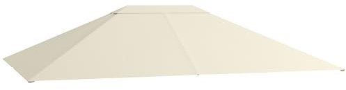 Outsunny Toile de Remplacement pour pavillon tonnelle Tente Toit de Rechange Gazebo de Jardin Tissu Polyester Haute densité 180 g/m² Anti-UV 3 x 4 m crème