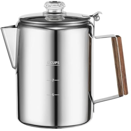 Wadakada Kaffee-Perkolatoren, Kochfeld für Camping, Perkolator-Kaffeekanne, Edelstahl-Kaffeemaschine für Camping, 9 Tassen