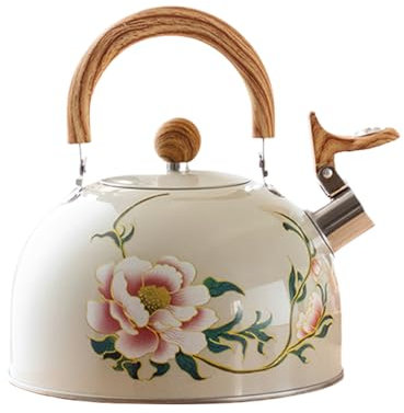 Floreale Vintage - Caldaia Stufa Per Stufa, Caldaia Ad Acqua Smalto | Accessorio Da Cucina 3L Con Manico, Pentola Decorativa Per Natale, Capodanno, Regalo Per La Casa, Produce