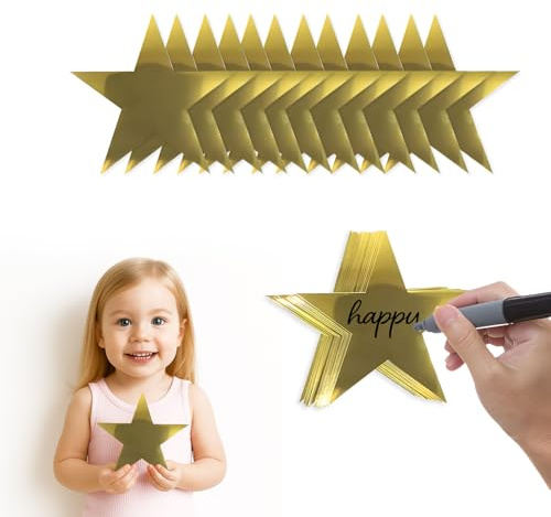 Sagome a stella dorata, 50 pezzi, stelle di carta stampate doppie da 15,2 cm, in cartone per decorazioni fai da te, decorazioni da parete, compleanni, matrimoni, feste di laurea