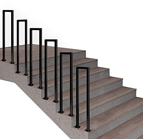 Garden Stair Railing Handrail, Hand Rails for Outside Steps, Decking Balustrade for Indoor Outdoor, Transitional Handrail for Concrete Steps and Wooden Steps, Black