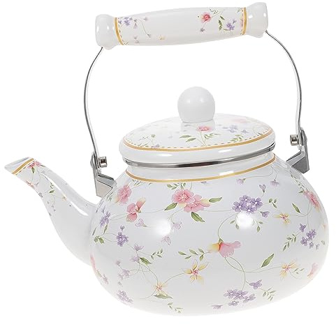 BESTYASH Teiera Smaltata Da 2,5 L, Bollitore Per Acqua Filtro, Stile Vintage Per Fornelli Elettrici e Ambienti Domestici
