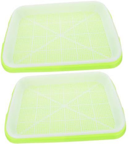BESTonZON Vassoio per Germinazione Piantine e Scatola Multiuso per Ortaggi, 2 Set Verdi 34x25x4 Cm, Resistente e Traspirante per Coltivazione Rapida Indoor e Outdoor