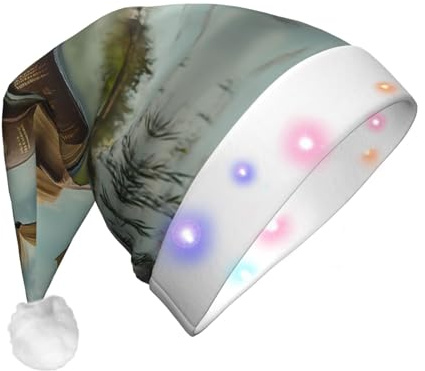 WBQLSL Livre flottant sur le lac Chapeau de Père Noël décoratif avec lumières LED, parfait pour les fêtes costumées et les spectacles sur scène.