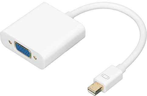 Naroote Convertitore Mini a VGA Adattatore Compatto Mini DisplayPort a VGA per Computer Desktop Interfaccia Standard PVC Bianco + ABS