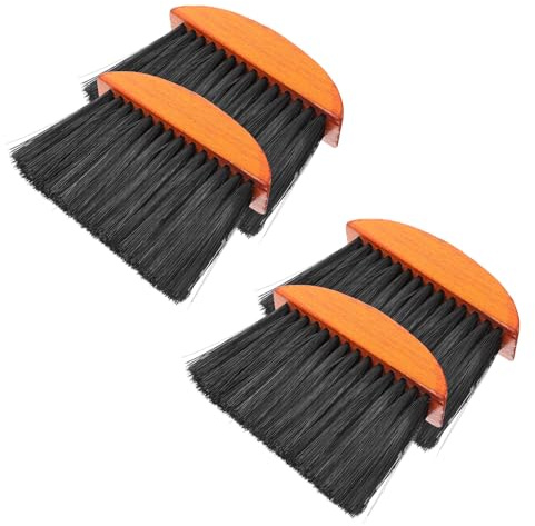 Yardenfun 4 Cepillos de Limpieza para Chimenea Mango Largo de Madera Natural Resistentes al Calor y Desgaste Escobas Pequeñas Ergonómicas para Hogar Taller y Fogatas Exteriores