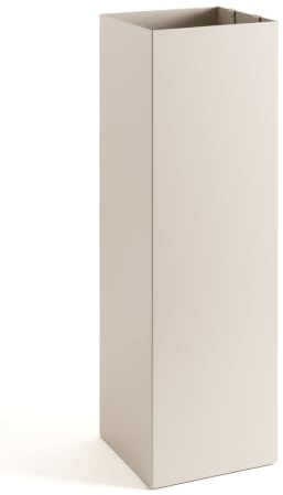 Neustein Portaombrelli bianco crema con design moderno in metallo per casa e ufficio, 2 ganci, 2 vaschette estraibili, 15,5 x 15,5 x 49 cm, quadrato, portaombrelli
