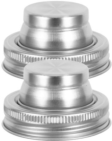 YARNOW 2pcs Mason Jar Lids Stainless Steel Shaker Caps with Flour Sifter Feature Easy to Store Silver Covers for Cocktail and Spice Shaking