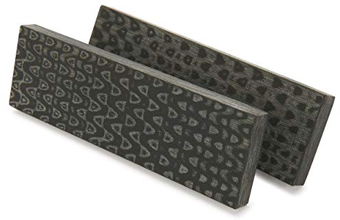 WOODRIVER Black & Gray 3D Micarta Quail Feather Knife Scale Material, 3/8 X 2 X 5, 2-Pieces