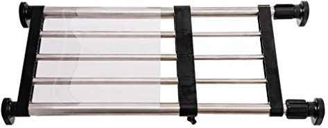 Hershii Expandable Closet Tension Shelf Rod Adjustable Metal Storage Rack Cabinet Organizer DIY Divider Separator Shelves for Wardrobe Cupboard Kitchen Bathroom, Black, 15.75-23.62inches