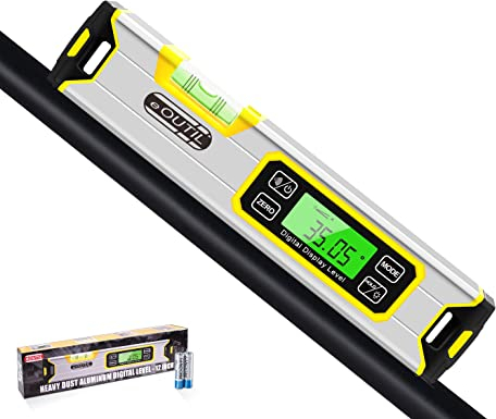 Digital-Niveau und Winkelmesser, 12 Zoll IP54 geschützter elektronischer Blasen-Neigungsmesser-Winkelsucher mit großer LED-Hintergrundbeleuchtung und magnetisierter V-Nut-Basis