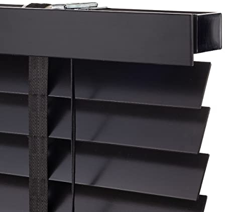 Holz Jalousie 50mm - Schwarz - 80 cm x 250 cm - Fenster und Tür Jalousie - Holz-Jalousie