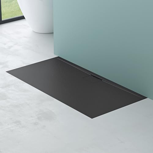 Mai & Mai Duschtasse 80x160x3cm Duschwanne aus Mineralguss | Mineralgusswanne in Anthrazit DIN-Anschlüsse Geoma07