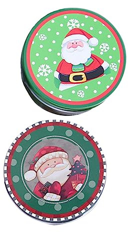 LALAFINA 2piezas Caja De Dulces De Hojalata Navideña Tarros De Hojalata Redondos Para Almacenamiento De Dulces Perfectos Para Usar Como Latas De Galletas Fiestas De Navidad