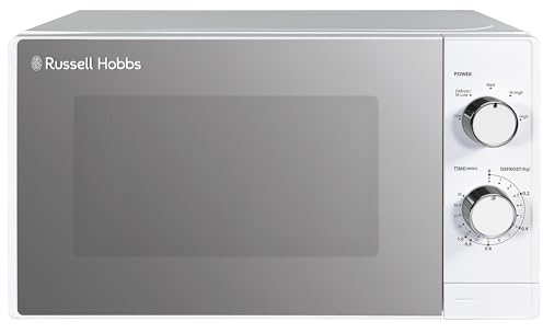 Russell Hobbs 20 Litre 800W White Solo Manual Microwave, 5 Power Levels, Integrated Timer and Defrost Function, Easy Clean RHM2027