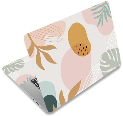 PLIGREAT Autocollants pour Ordinateur Portable à Motif de Feuilles de Bohême Autocollant Universel en Vinyle Réutilisable pour Ordinateur Portable de 12 13 13.3 14 15 Pouces