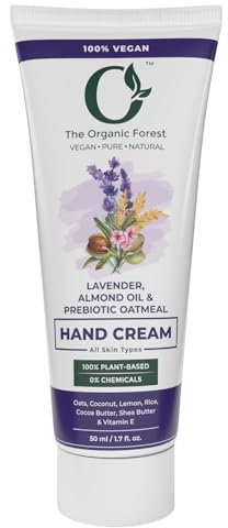 Prebiotic Oatmeal Cocoa Butter & Almond Oil Hand Cream for Very Dry Hands – Enriched with Shea Butter, Almond Oil & Lavender – Best Plant Based Hand & Nail Cream – Travel Size Moisturizer For Women