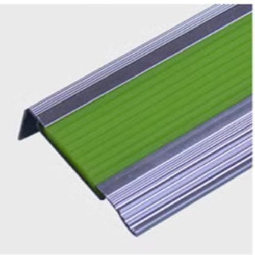 ZIUSFAC Leuchtend Treppenprofil 100cm Treppenkantenprofil Aluminium Treppenkante Treppenwinkel Mit Nachleuchtend Gummistreifen, Fluoreszierende Stufenkantenprofil Für Treppenstufen Innen(Silver,60mm-2