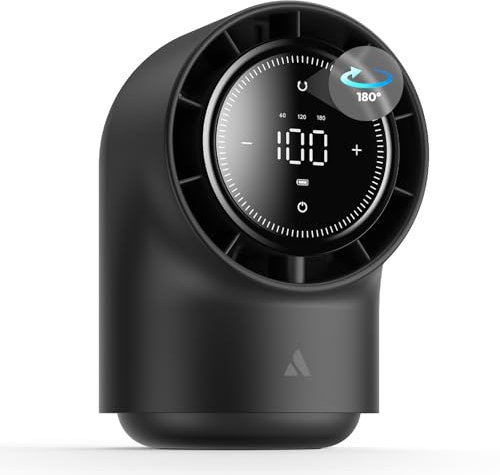 Aecooly Touch Control Desk Fan, 100 Speeds Quiet Bedroom Digital Display 8000mAh 3 Oscillation Angles Battery Powered Small Desktop Table Fan for Bedroom, Bedside, Office, Travel (Black)