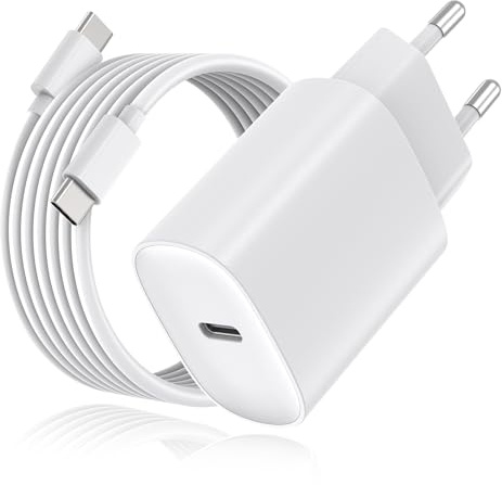 DEESOOCO Cargador 25W de USB C con Cable de Carga, Carga Rápida para i-Phone 17/17 Air/17 Pro MAX‌/16/15/14/13/12, i-Pad Mini/Air, Samsung Galaxy S25/S24/S23/S22/Note20/Z Flip6/Z Fold6(1 Pack+Cable)