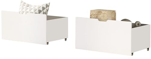 WEALTHKING 2er-Set Unterbett-Schubladen mit Rollen – geräumige Aufbewahrungslösung für Bettwäsche & Spielzeug – Maße: 69x42,5x37 cm – Praktische Bettschubladen für Schlafzimmer – Weiß