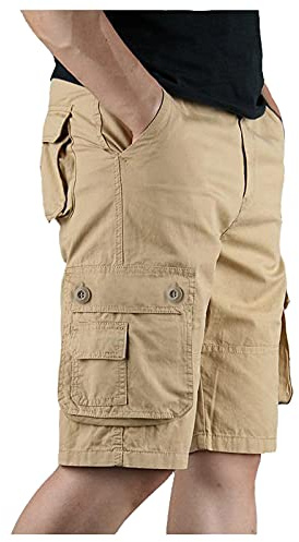 Short cargo pour homme - Grandes tailles - Bermuda léger - Pantalon d'été - Pantalon cargo - Pantalon chino - Pantalon fonctionnel décontracté - Multipoches