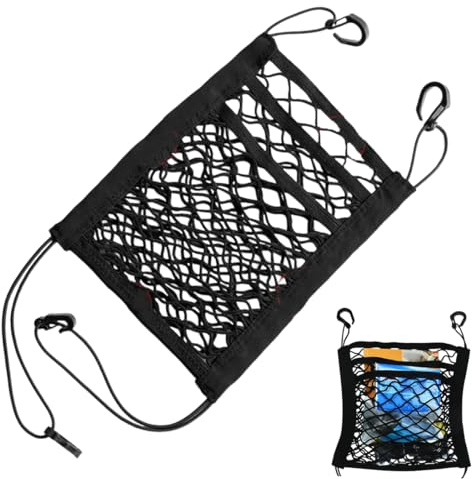 WUSJCOF Organizador de Red de 3 Niveles para Coche, Barrera de Seguridad para Mascotas y Niños, Almacenamiento para Asiento Trasero, Portavasos y Accesorios