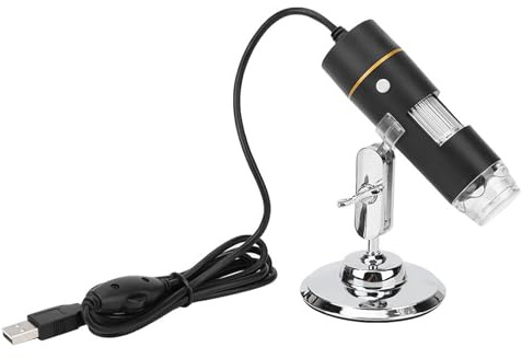 Qcwwy Microscopio Digital, 300,000 Píxeles USB HD 1000X Cámara de Microscopio Electrónico con 8 Luces LED y Soporte de PCB Circuitos Integrados para Mantenimiento (30W)