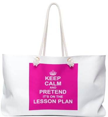 3dRose Hot Pink Keep Calm & Pretend its on Lesson Plan Weekender Bag
