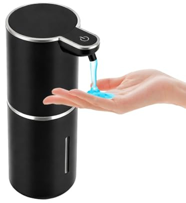 Automatic Soap Dispenser Touchless 350ml Hands-Free Infrared Sensor 4-Level Adjustable Volume for Liquid & Foam Soap, IPX5 Waterproof, Long Battery USB-C for Kitchen Bathroom Sink, Black