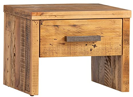 Woodkings® Nachttisch Albury Natur Schlafzimmer Massivholz Beistelltisch Nachtkommode Design Massive Naturmöbel Echtholzmöbel günstig (Rec. Pinie)