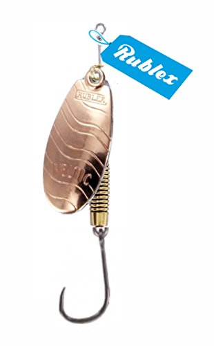 RUBLEX - 5 Cucharillas de Pesca VELTIC-3 Cobre 5,00 GMS. Anz. Simple sin Muerte