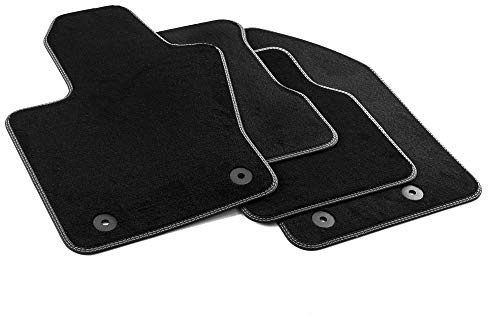 MDM PRO-7447 Fußmatten für Jeep Compass (auch 4xe Plug-in Hybrid) 08.2017>, Passgenau Velours Kunstlederkanten und doppelten Steppnaht Chromnähte, black