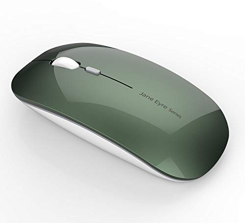 Uiosmuph Q5 trådlös uppladdningsbar mus, trådlös 2.4G mus med ljuddämpare, ultratunn, 1600 dpi justerbar för bärbar dator/Laptop/MacBook/Android/PC/Mac(grön)