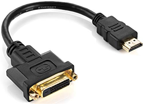 POPPSTAR Adaptador HDMI Macho a DVI Hembra (19 Pines a 24+1 DVI-D), contactos Dorados, 12 cm Cable (20cm Total)
