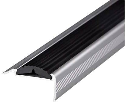 Floordirekt Treppenkantenprofil Alu - Bohren oder Kleben - Powergrip - Einzelgummi - schwarz 100 cm