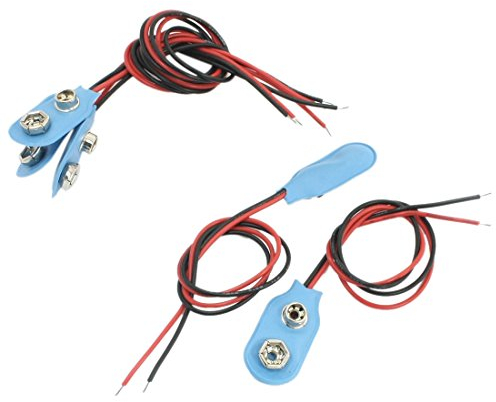 Ruilogod 5 PCS BLUE FAUX SHELLO DUE WIRE Leads 9V Connettore a clip per batteria