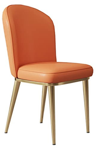 DUNAKE Esszimmerstühl Beige Polsterstuhl Esszimmer Küchenstuhl Metall Schalenstuhl Aus Kunstleder Für Das Büro, Empfangsstühle Mit Rückenlehne Gepolsterter Sitzfläche (Color : Orange)