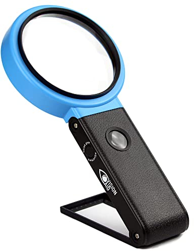 Vision AID 30X Freihand-Lupe mit 21 LED Licht für Münzen, Schmuck, Basteln, Hobby, 40X Hand- oder Standlupe für Senioren, Lesen, Uhrenreparatur, Löten, Naharbeit