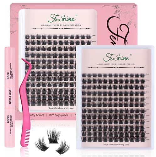 Fenshine Ciglia Finte Cluster, di lunghezza, morbide, per uso personale e domestico,I vecchi lotti vengono spediti a caso (T50 Eyelash Extension Kit)