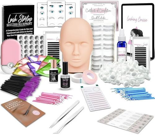 TwoWin Wimpernverlängerung Set, Upgrade All-in-One Wimpernverlängerung Kit | Wimpern Extensions Set Anfänger mit Wimpern Übungskopf, USB Wimpern Lüftertrockner