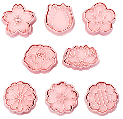 8 Pezzi Pasqua Formine Biscotti Stampi Biscotti Pasqua Tagliabiscotti Plastique 3D Fiori Cookie Cutter per Decorazioni per Torte, Pasticceria, Fondente