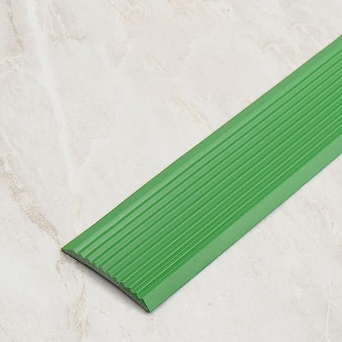 TOTITION Profilo per Scale Antiscivolo, Bordo per gradini in PVC, Bordo per gradini, Nastro Antiscivolo per gradini, Autoadesivo, per Piastrelle, Legno massello, Scale in Marmo-Green||W 5cm*L 1m