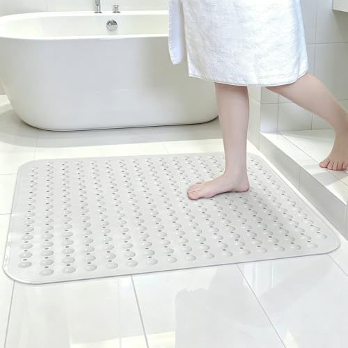 Duschmatte rutschfest, Extra Große rutschfeste Massage-Duscheinlage, TPE Antirutschmatte Dusche mit Saugnäpfen, Badematte mit Ablauflöchern (E, 80x80 cm (Quadratisch))