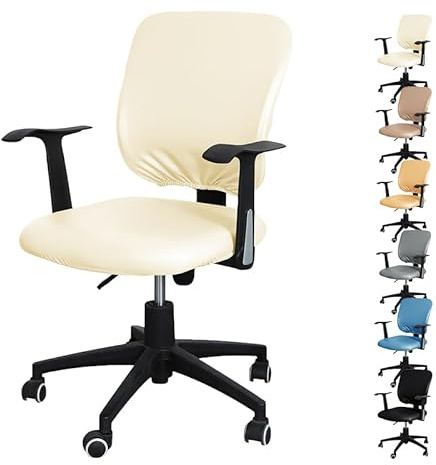 KCCRHIN Coprisedia Da Ufficio Elasticizzato in Pelle PU Fodera Per Sedia Girevole Da Ufficio Fodera Per Sedia Impermeabile Protezione Per Sedia Da Ufficio Copri Sedia Per Computer,Beige 1pcs