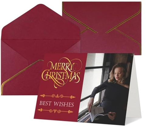 Naispanda Personalisierte Fotokarte für Weihnachten, individuelle Foto-Grußkarten für Freunde, Familie, personalisierte Grußkarten mit Fototext, Benutzerdefinierte Fotokarte für Weihnachten, Neujahr