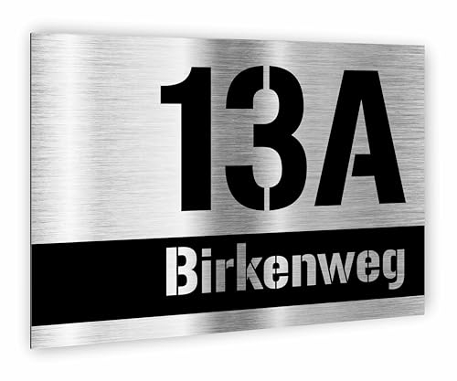 Premium Hausnummer | individuell anpassbar | Aluverbund silber gebürstet | UV Beständig | Witterungsfest